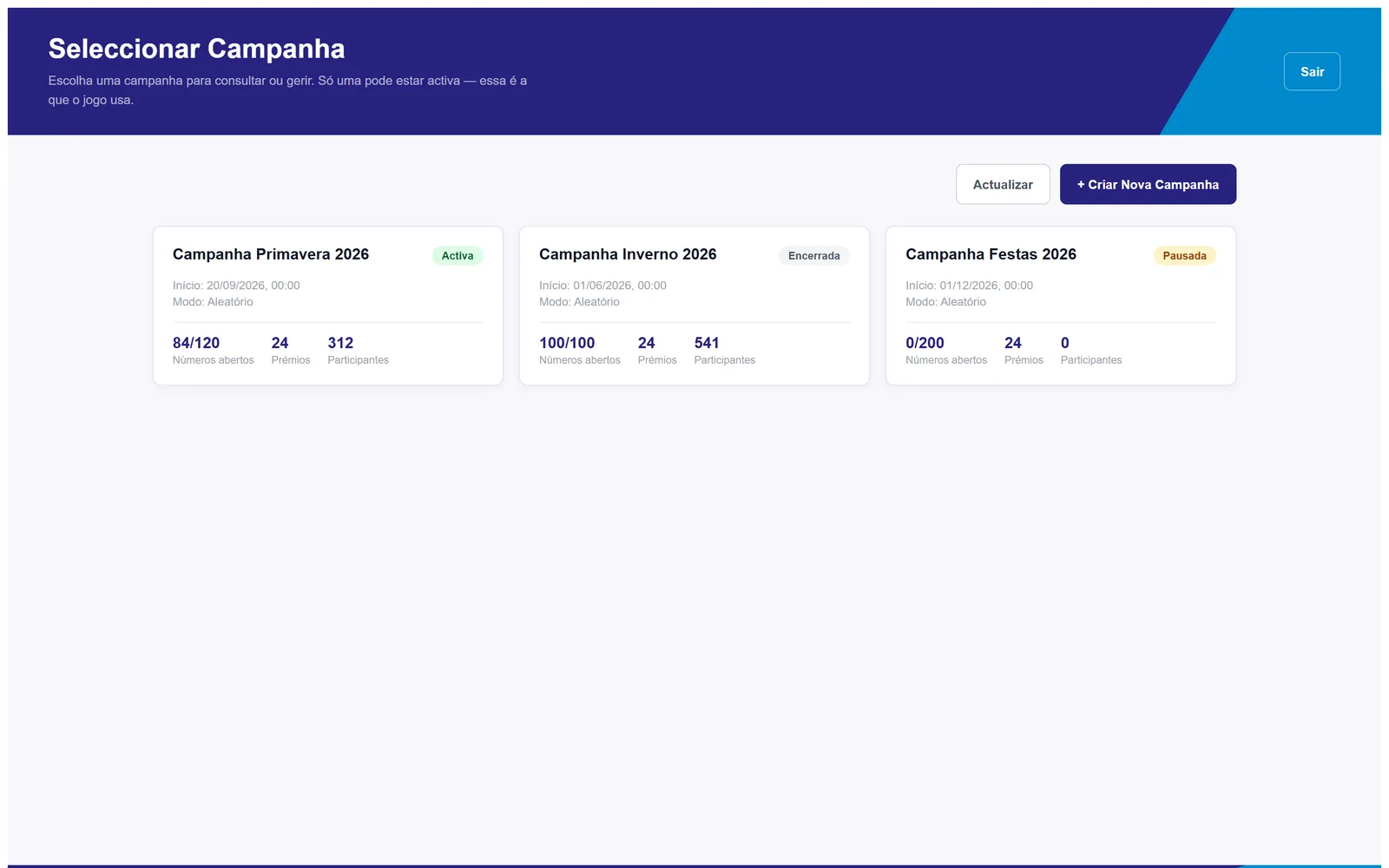 Selecção de campanhas