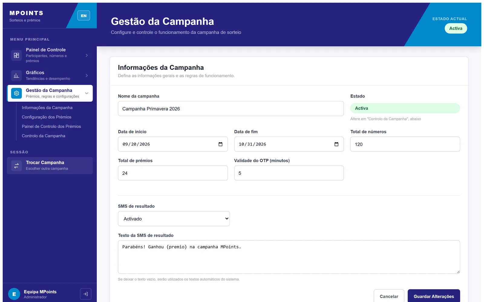 Gestão da campanha