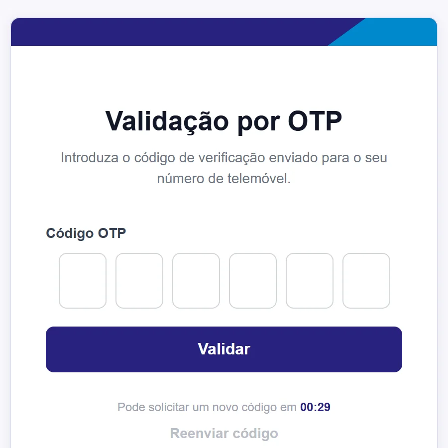 Validação por código OTP